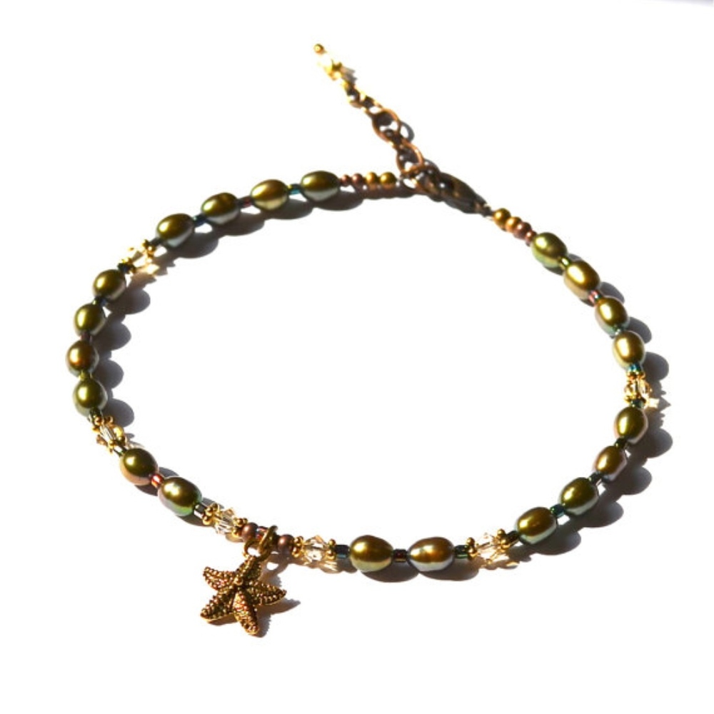 Festival Ankle Bracelet Starfish Topaz Boho Gypsy